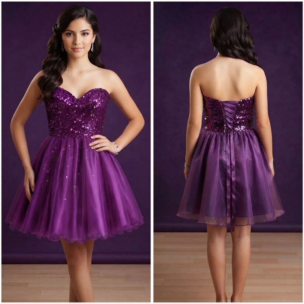 Nameless Stunning Purple Sequin & Tulle Cocktail Party Homecoming Dress size 2